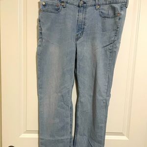 Levis Jeans Mens 38x32 Medium Wash Blue 514 Straight Stretch Faded Denim